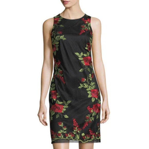 DONNA RICCO Floral Embroidered Mesh A-Line Mini Dress - Picture 3 of 6